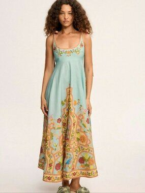 Alemais | Dresses | Alemais Multicolour Monte Midi Dress In Linen Size 4 Us  | Poshmark